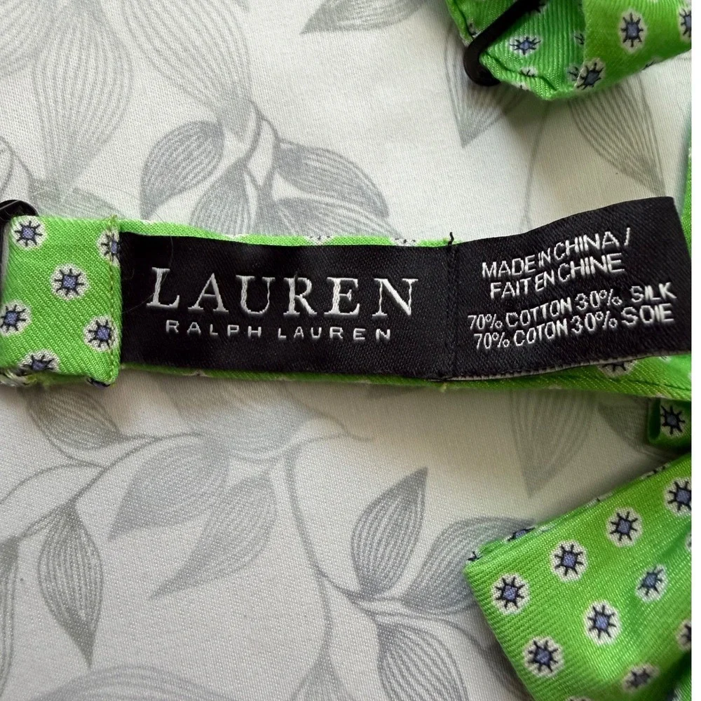 Lauren Ralph Lauren Boys Green Silk Blend Geometric Starburst Pre-Tied Bow Tie